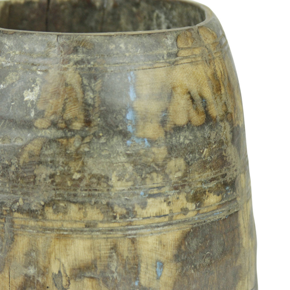 Tribal Wood Planter Pot