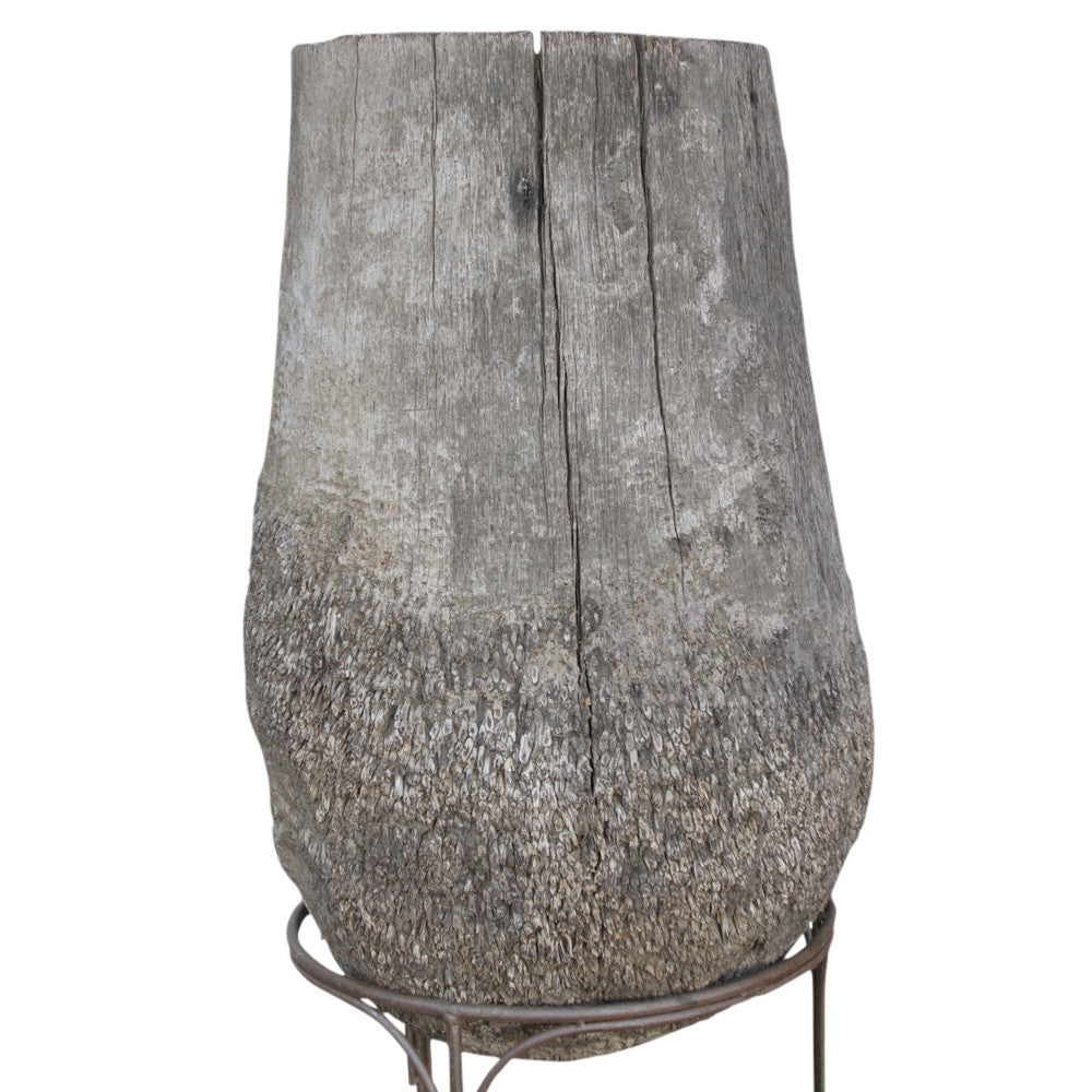 Carved Palm Pot On Stand