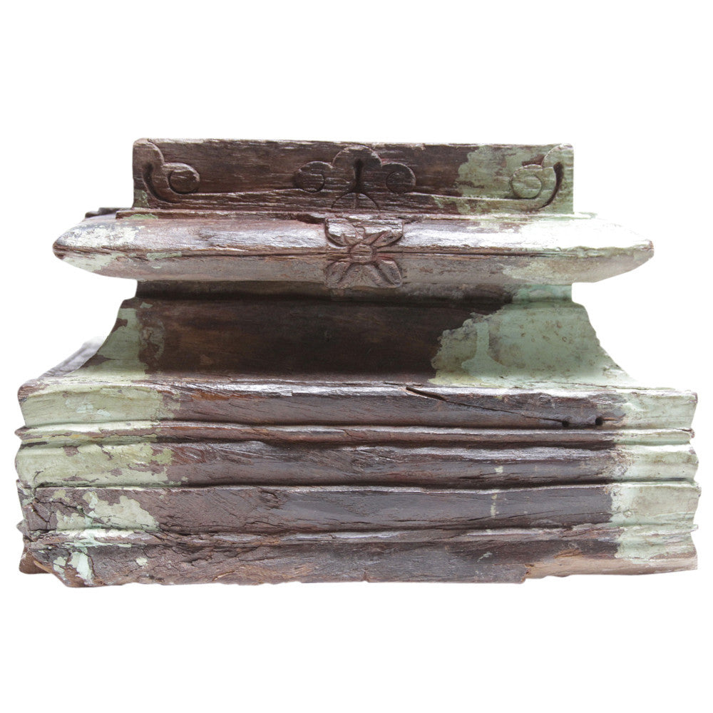 Aged Aqua Architectural Candle Holder