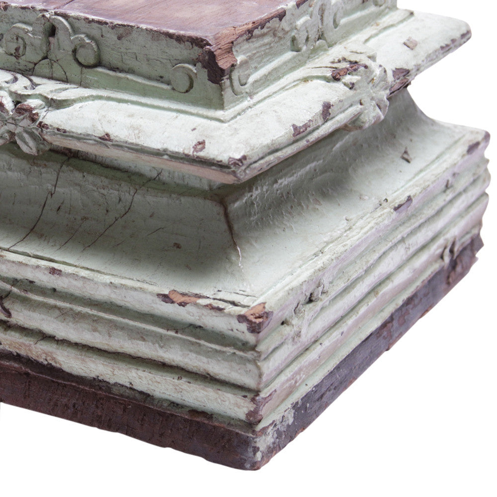 Aged Aqua Architectural Candle Holder