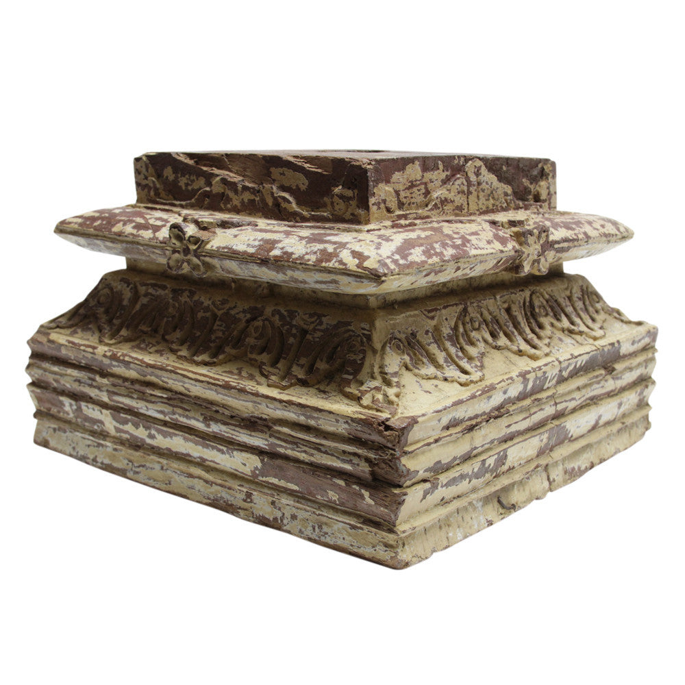 Aged Yellow Architectural Candle Holder