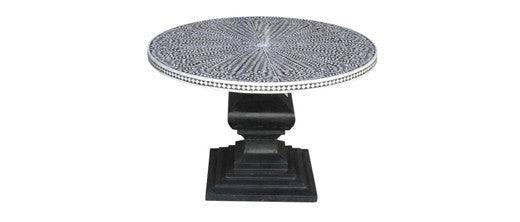 Pedestal Base Round Bone Inlay Table