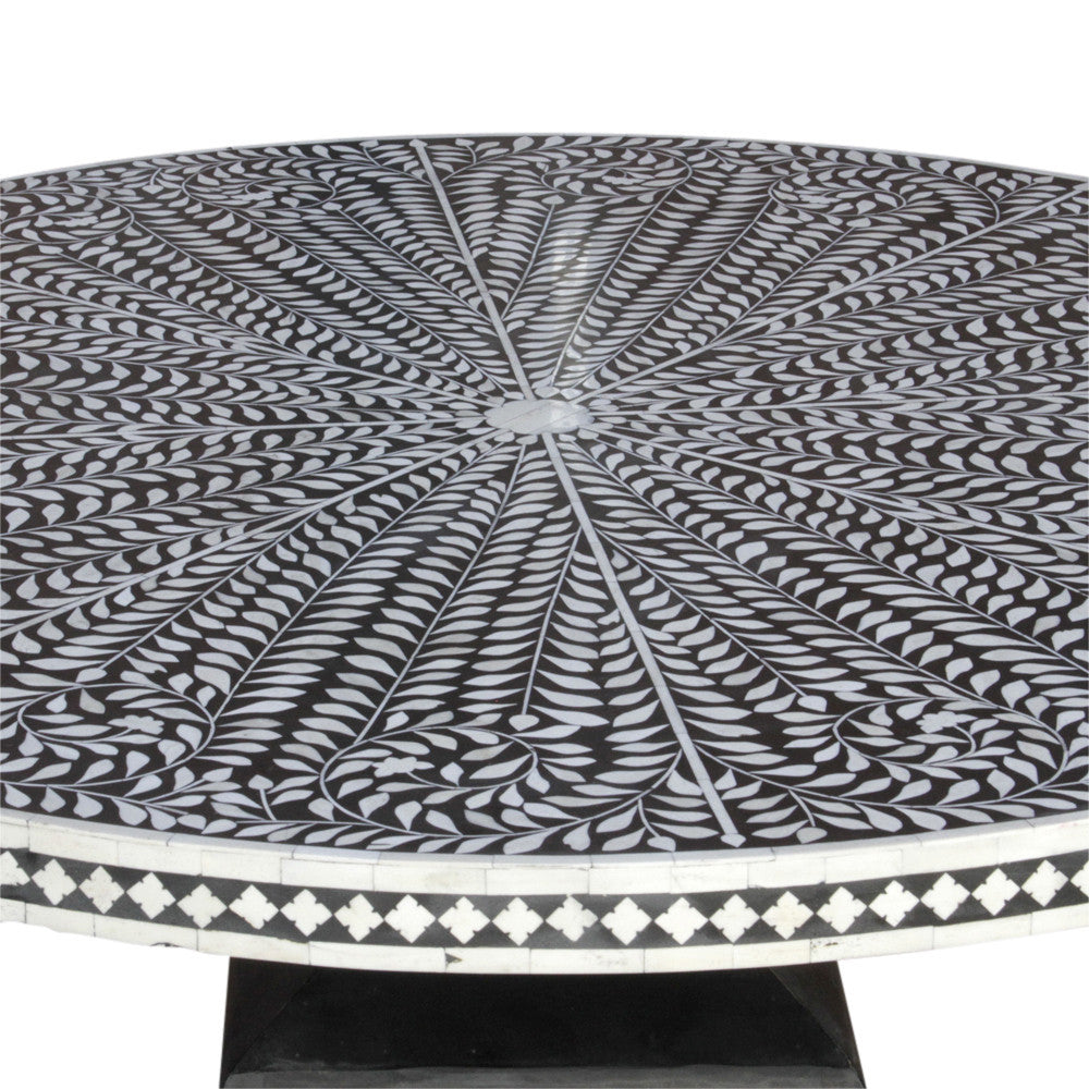 Pedestal Base Round Bone Inlay Table