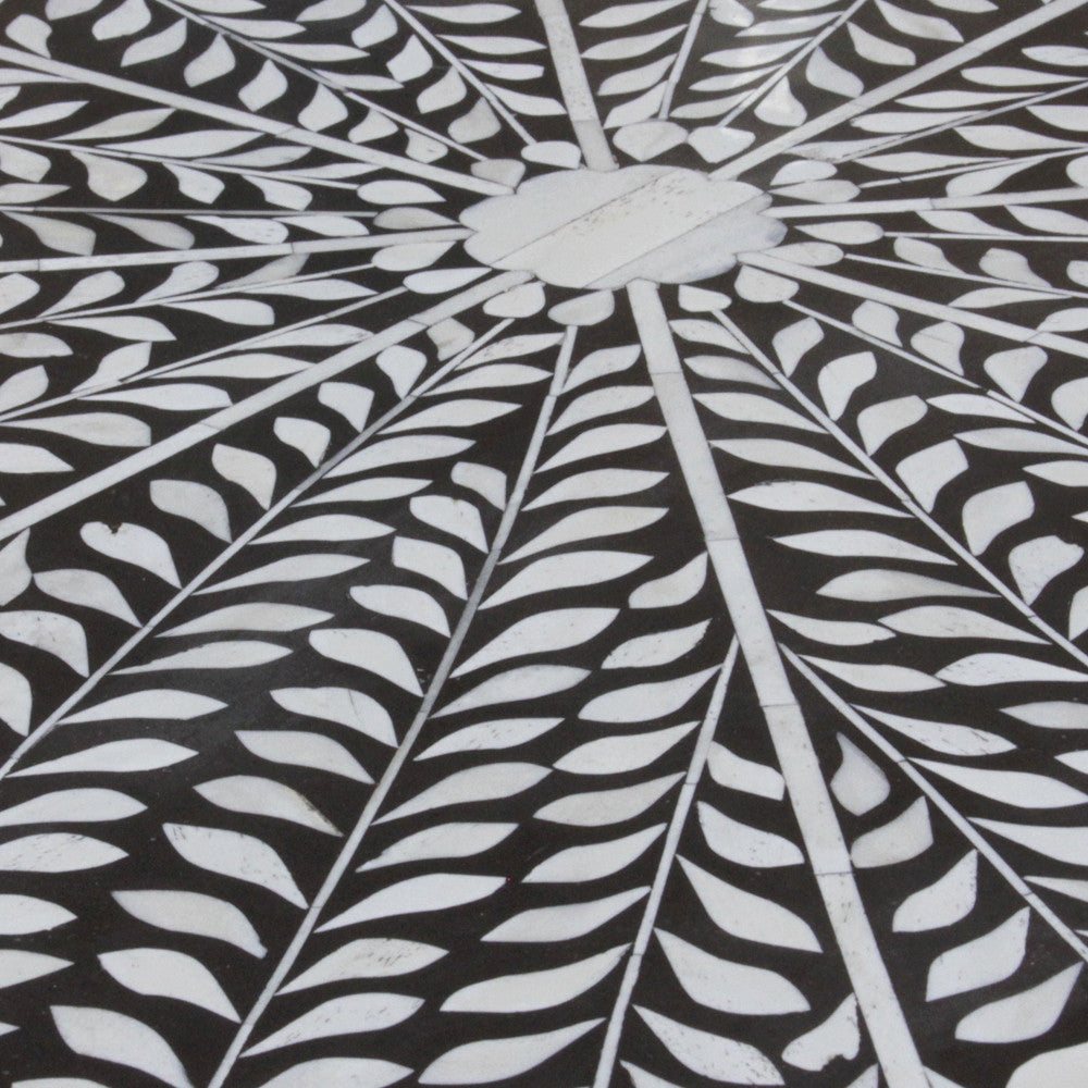 Pedestal Base Round Bone Inlay Table