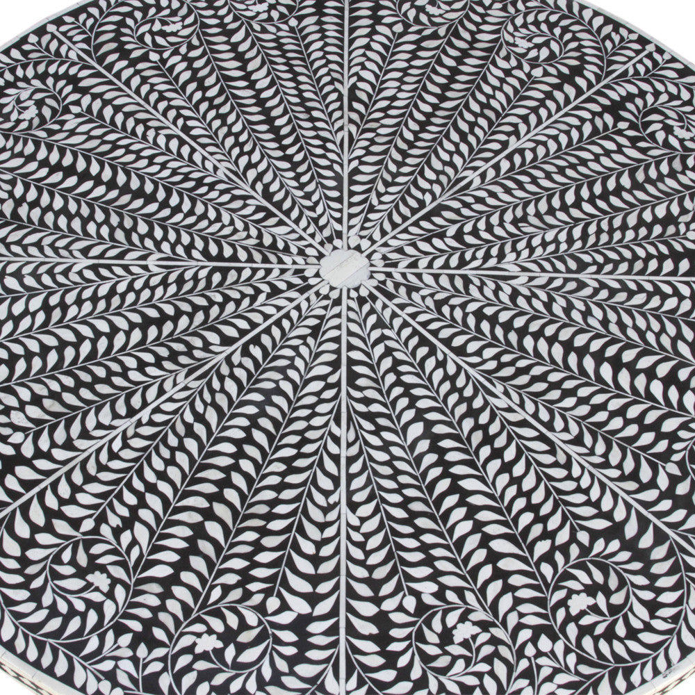 Pedestal Base Round Bone Inlay Table