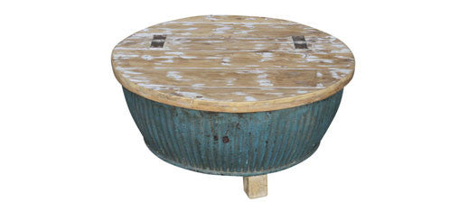 Turquoise Drum Coffee Table
