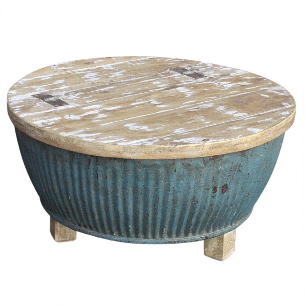 Turquoise Drum Coffee Table