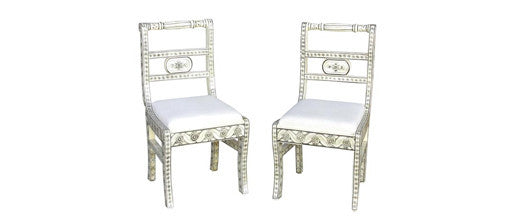 Anglo Indian Bone Inlay Chairs, Pair