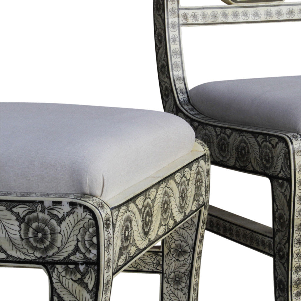 Anglo Indian Bone Inlay Chairs, Pair
