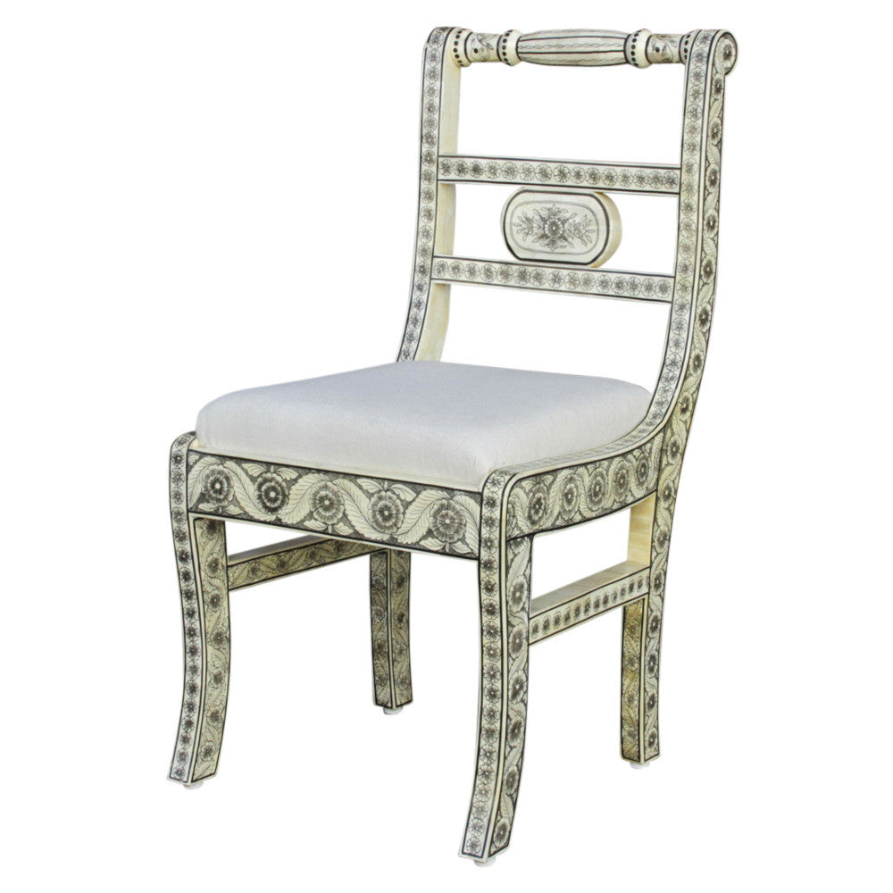 Anglo Indian Bone Inlay Chairs, Pair