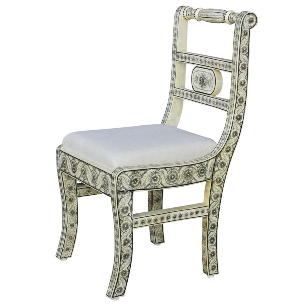 Anglo Indian Bone Inlay Chairs, Pair
