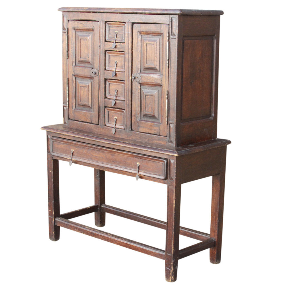 Antique Spanish Vargueno Cabinet On Stand
