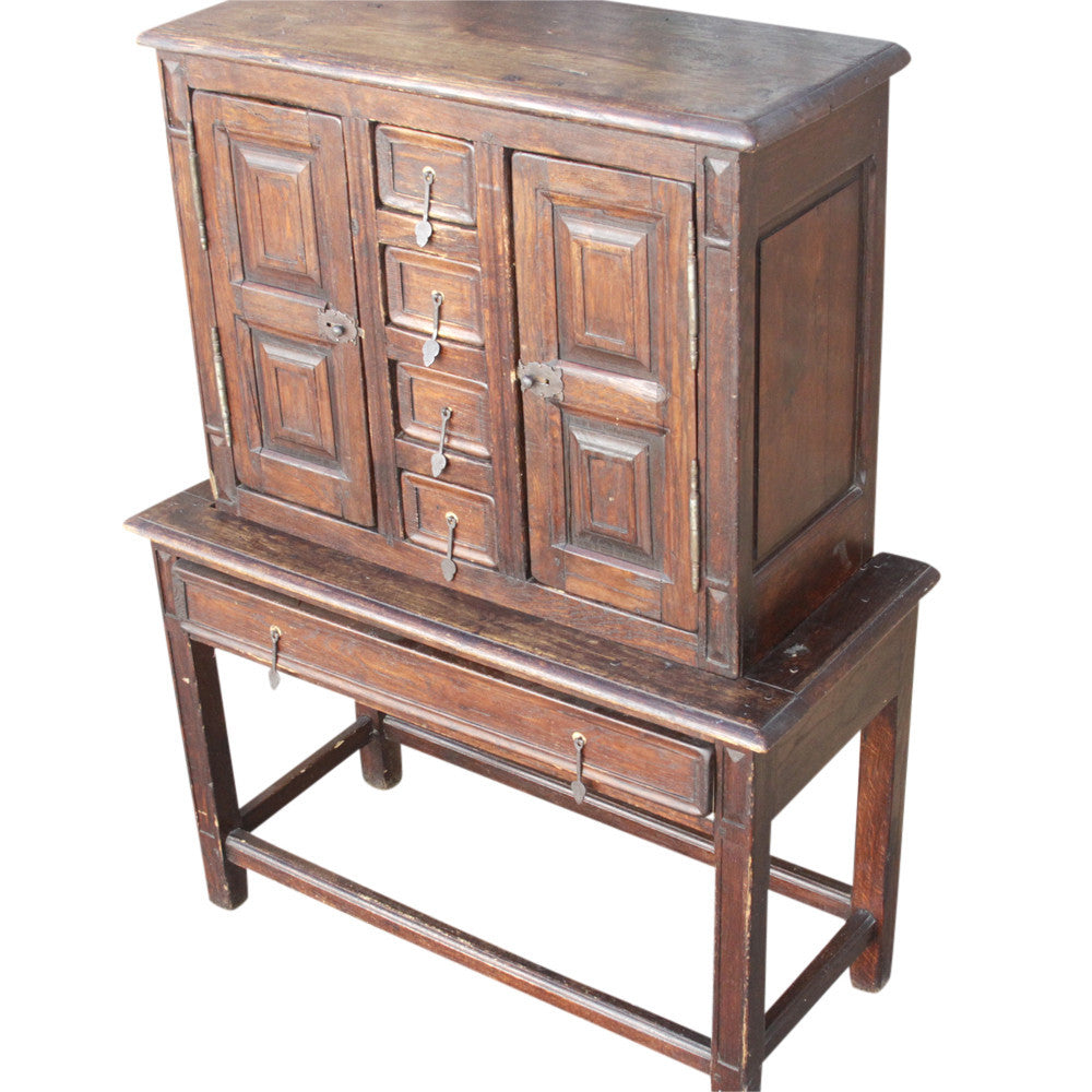 Antique Spanish Vargueno Cabinet On Stand