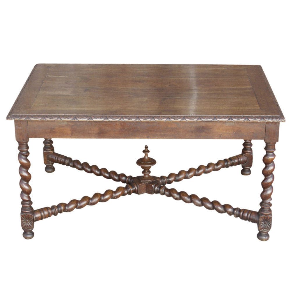 Antique French Oak Barley Twist Table