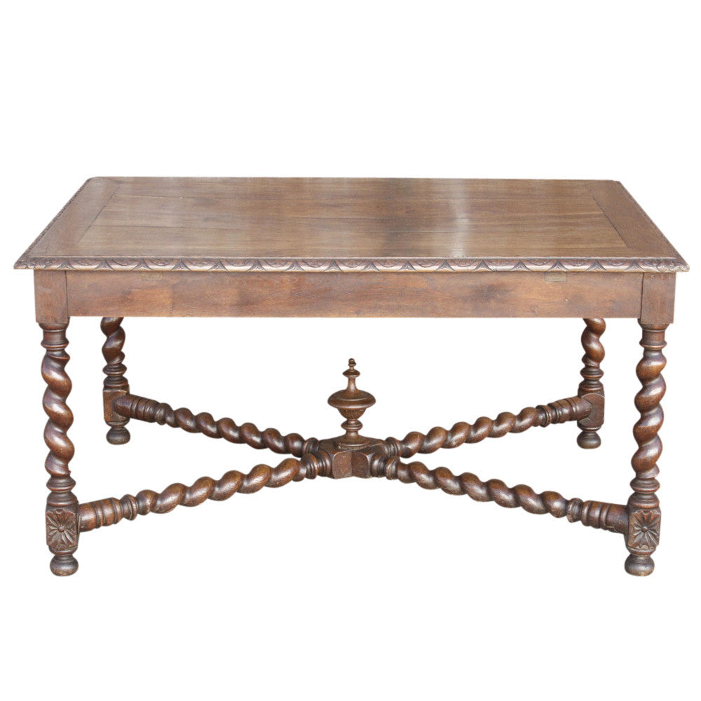 Antique French Oak Barley Twist Table