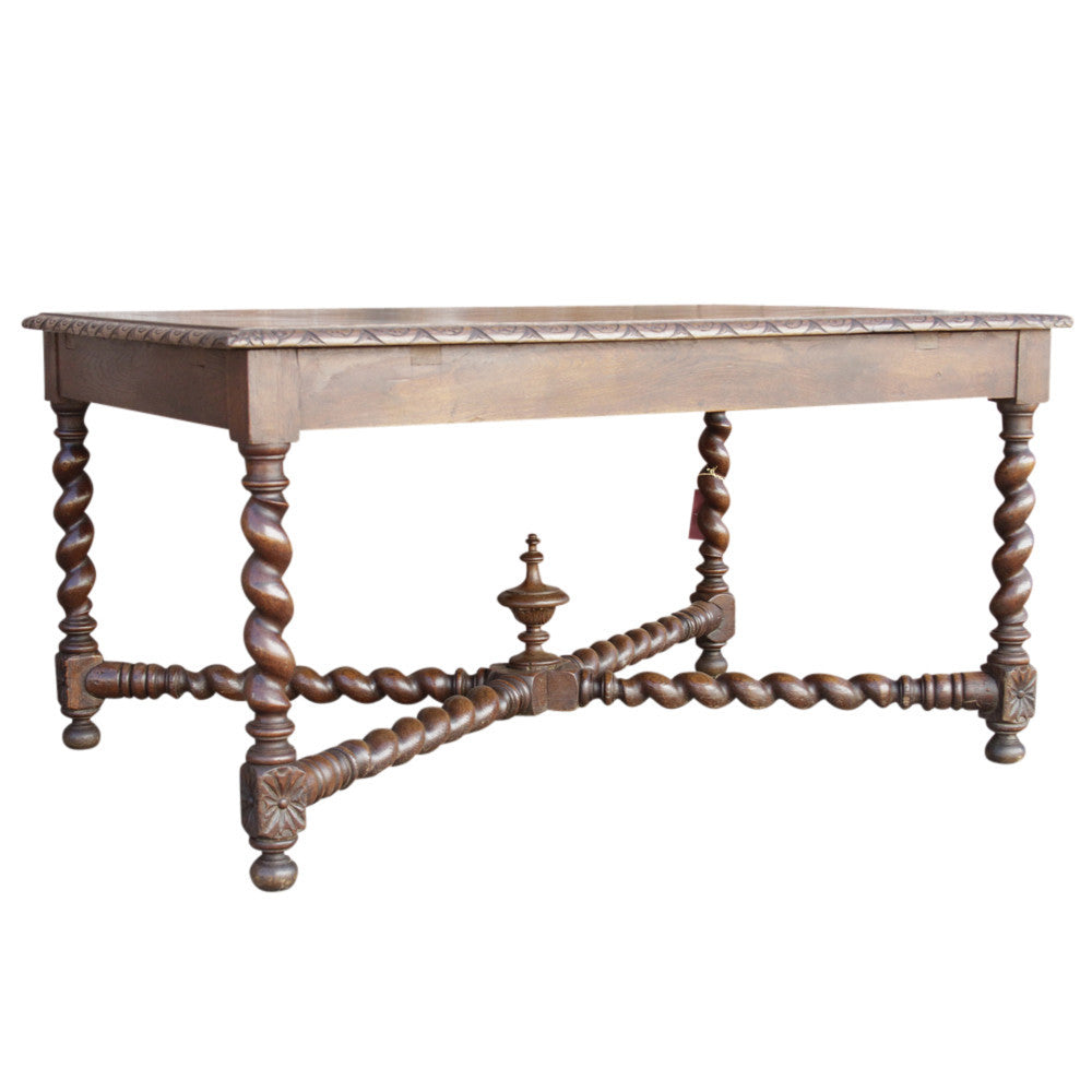 Antique French Oak Barley Twist Table