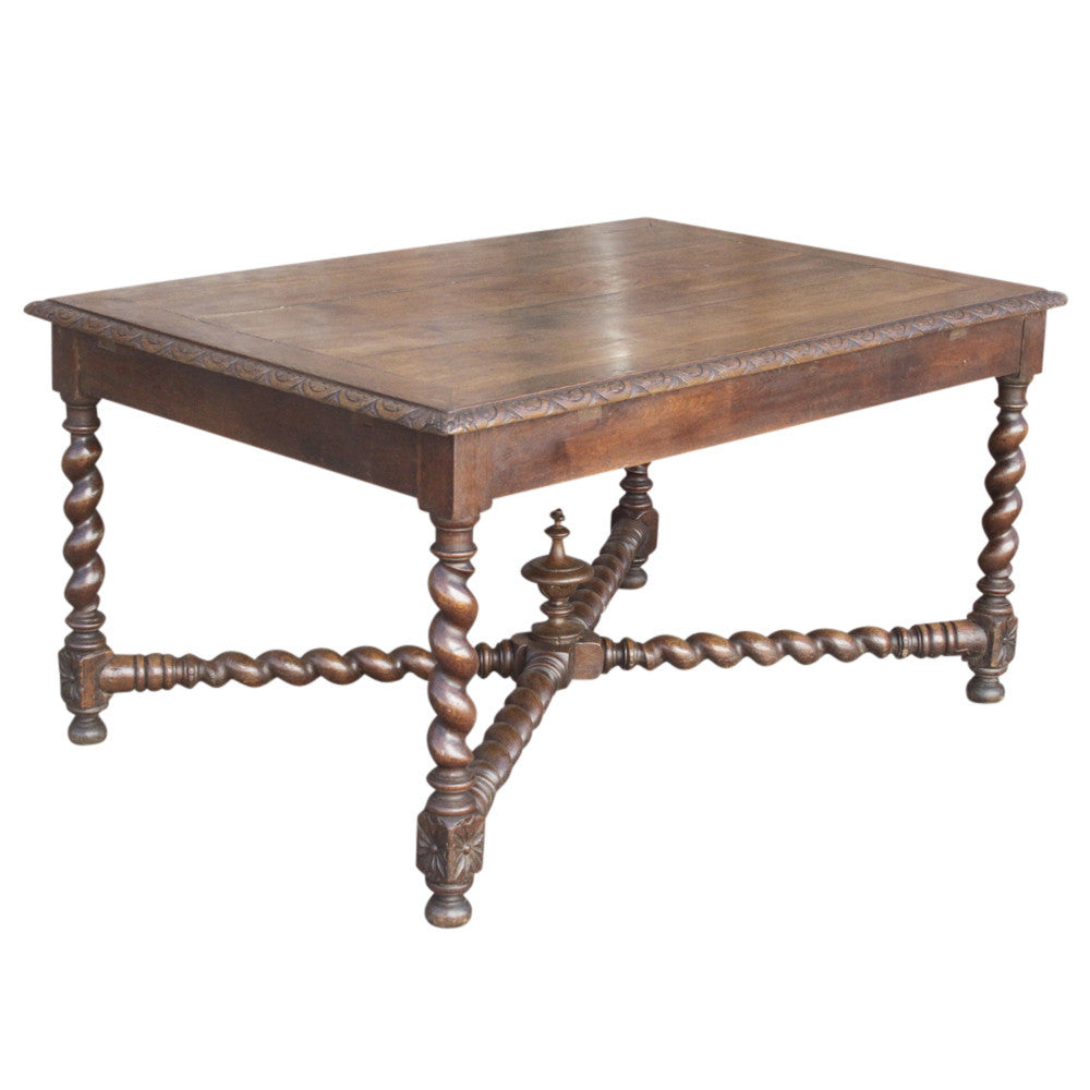 Antique French Oak Barley Twist Table