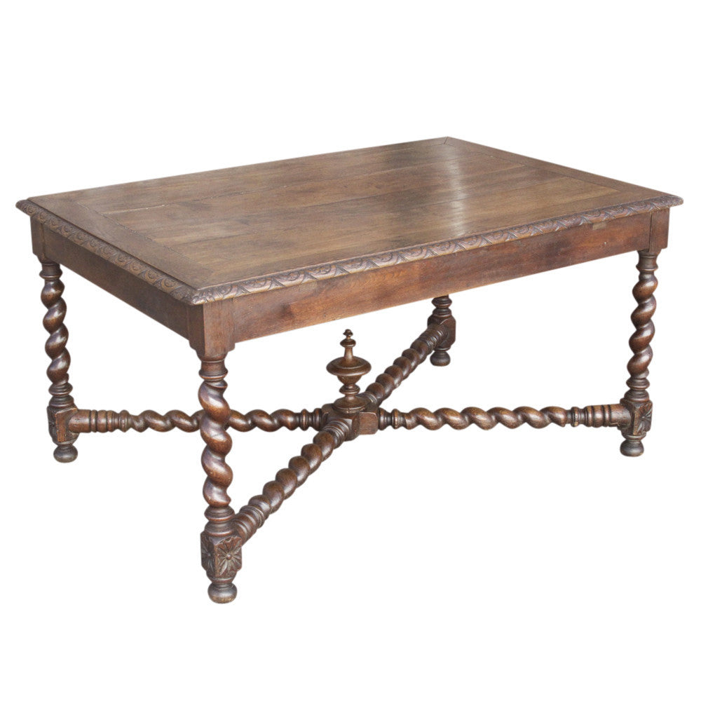Antique French Oak Barley Twist Table