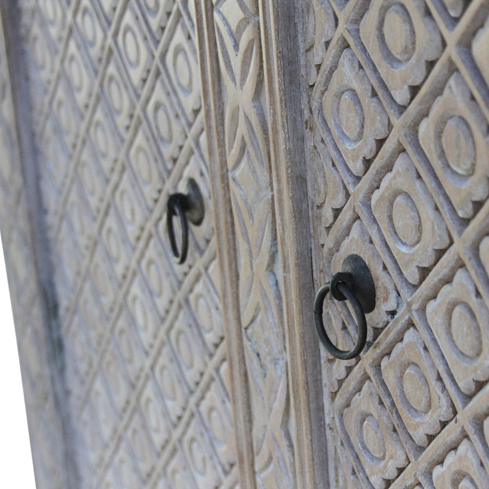 Majestic Whitewash Heera Carved Armoire