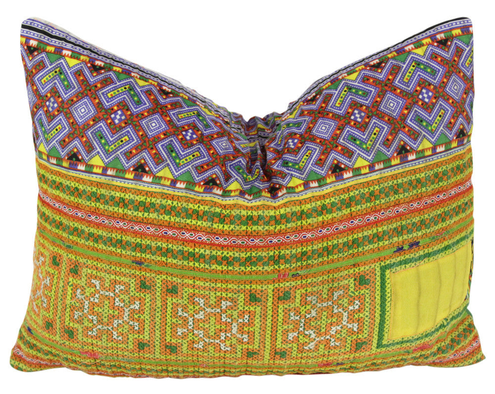 Neon Hmong Hill Tribe Pillow