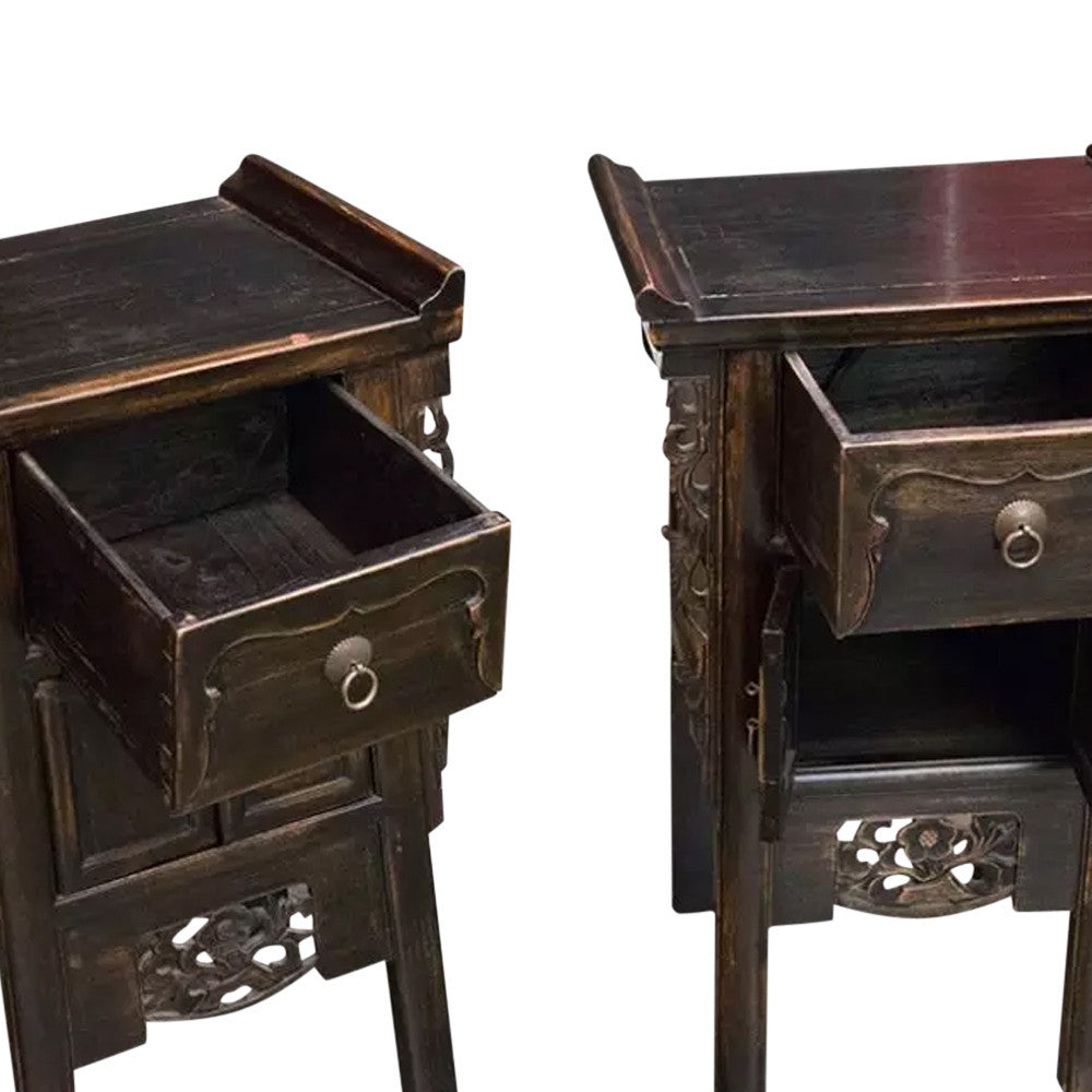 Pair Of Qing Carved Cabinets