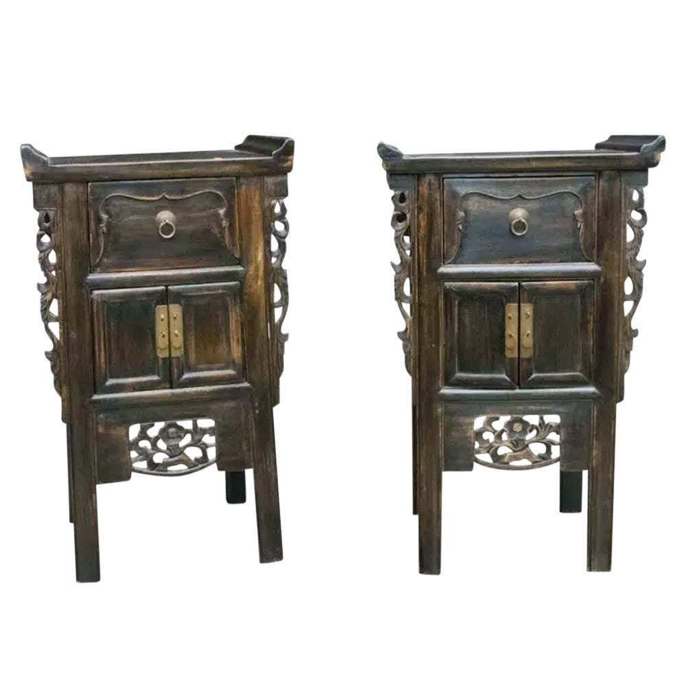 Pair Of Qing Carved Cabinets