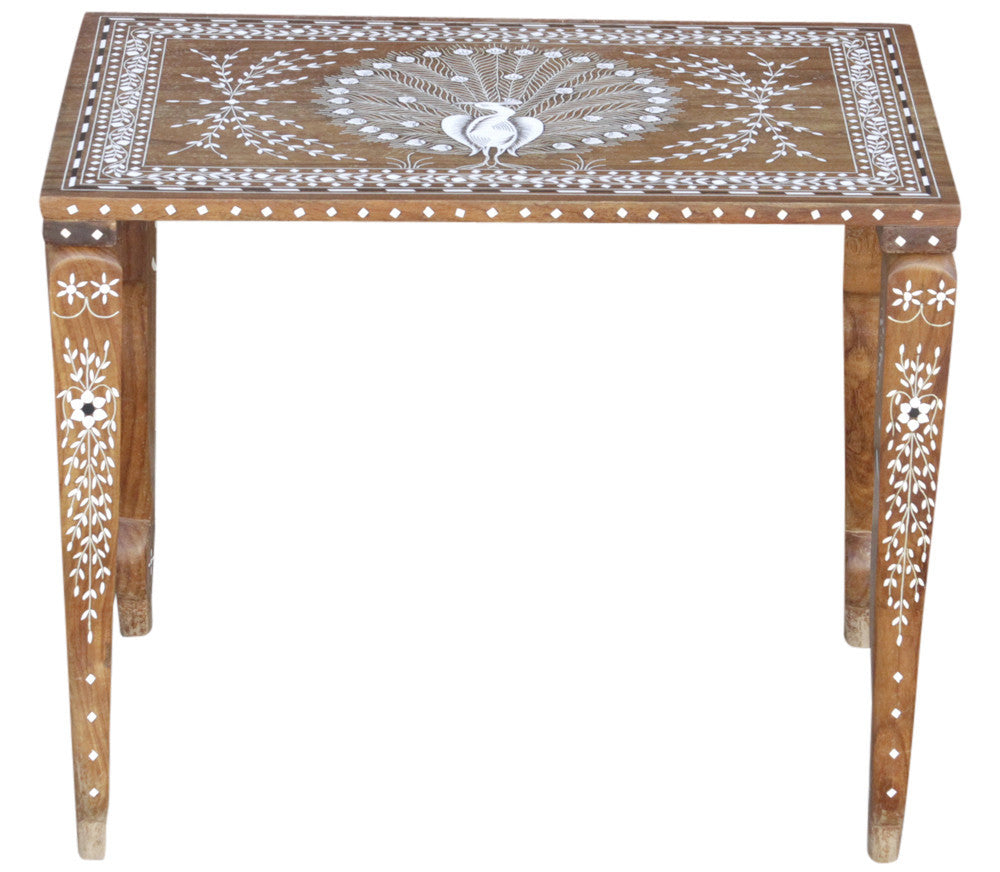 Peacock Faux-Bone-Inlay Tea Table