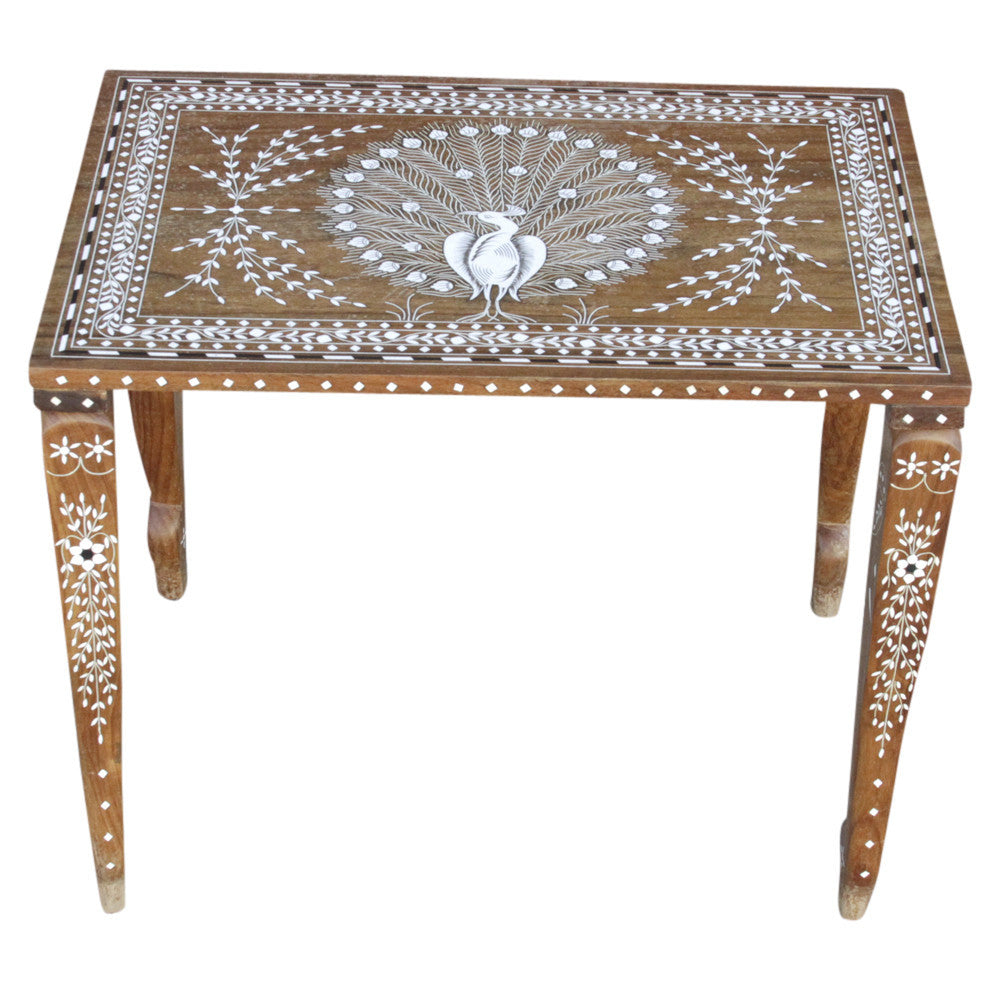 Peacock Faux-Bone-Inlay Tea Table
