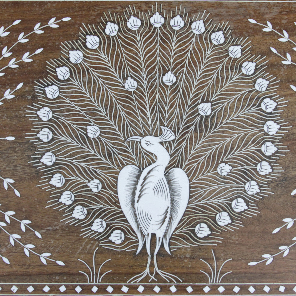 Peacock Faux-Bone-Inlay Tea Table