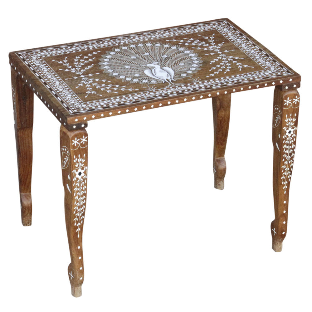 Peacock Faux-Bone-Inlay Tea Table
