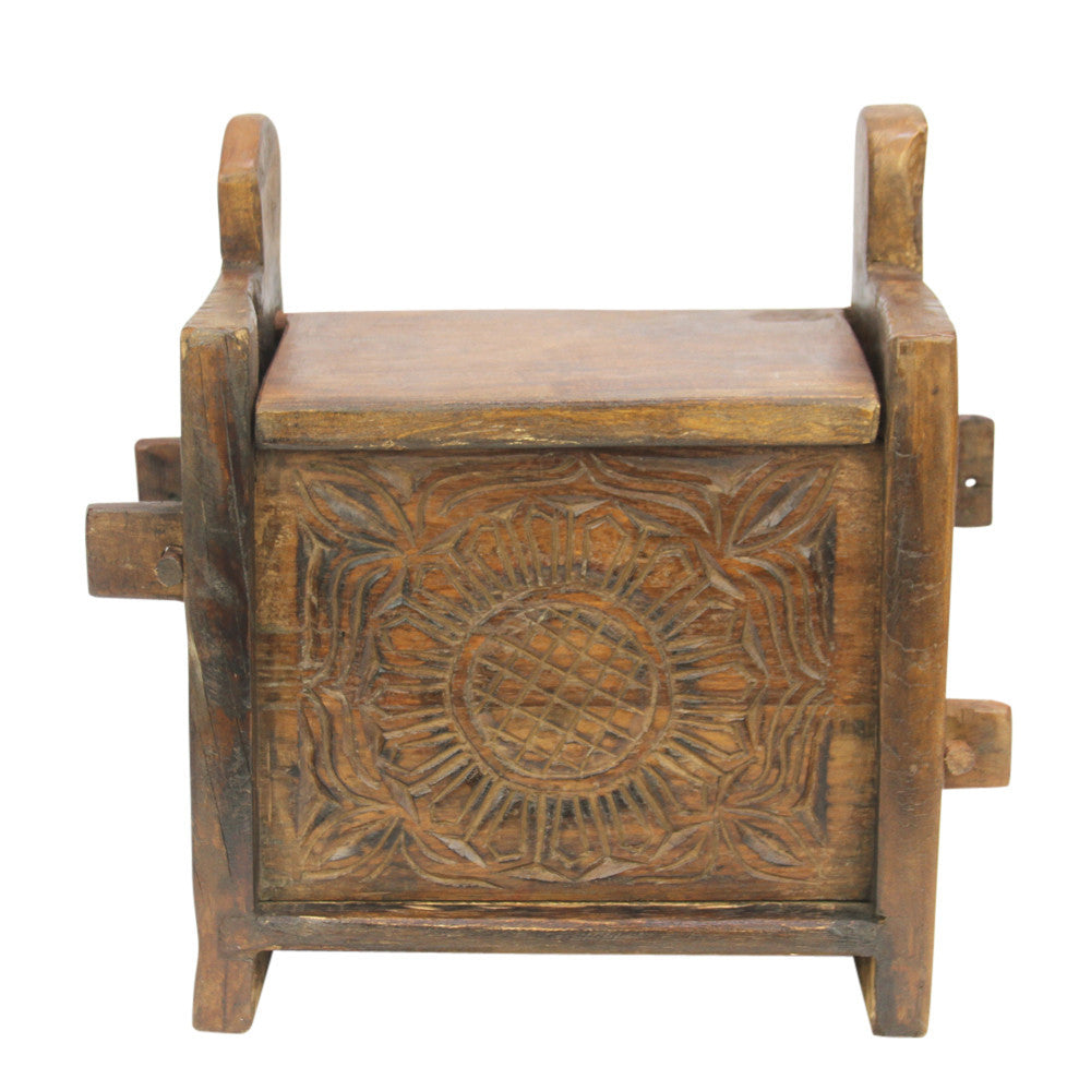 Petite Himachal Sunflower Carved Chest