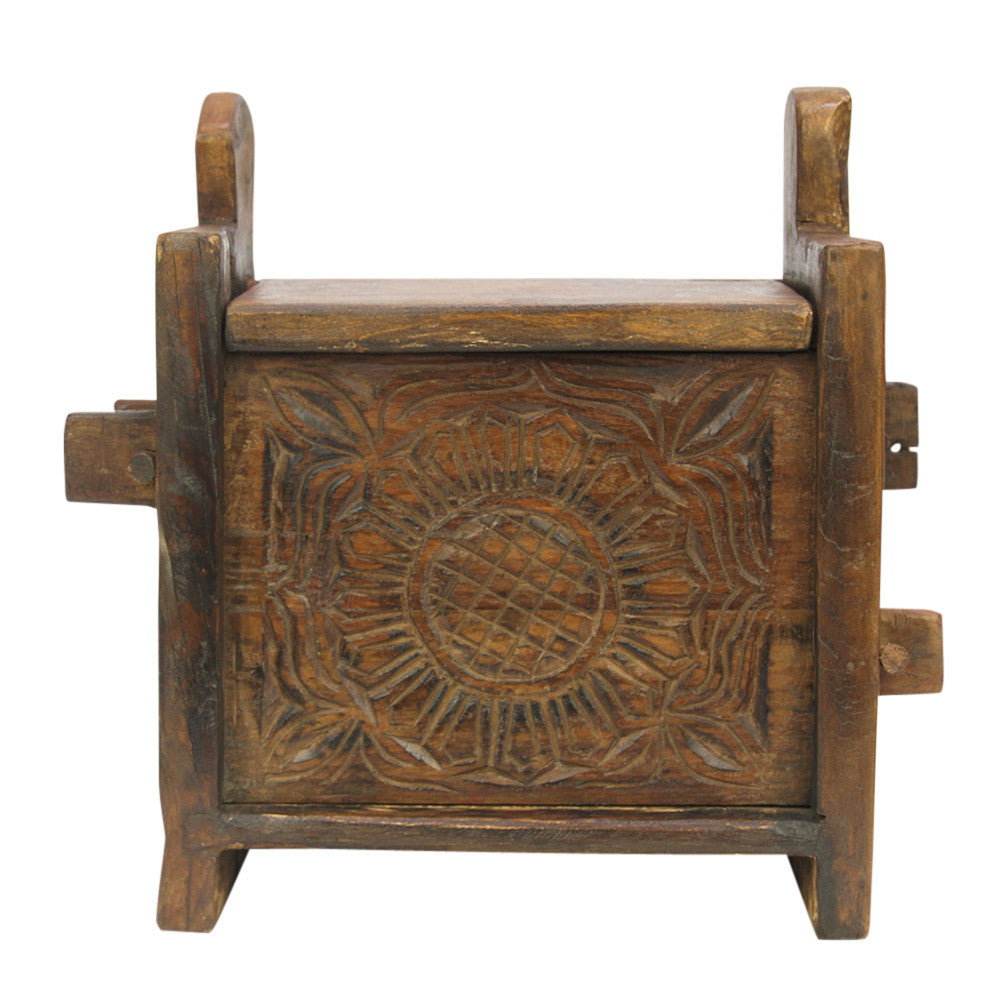 Petite Himachal Sunflower Carved Chest