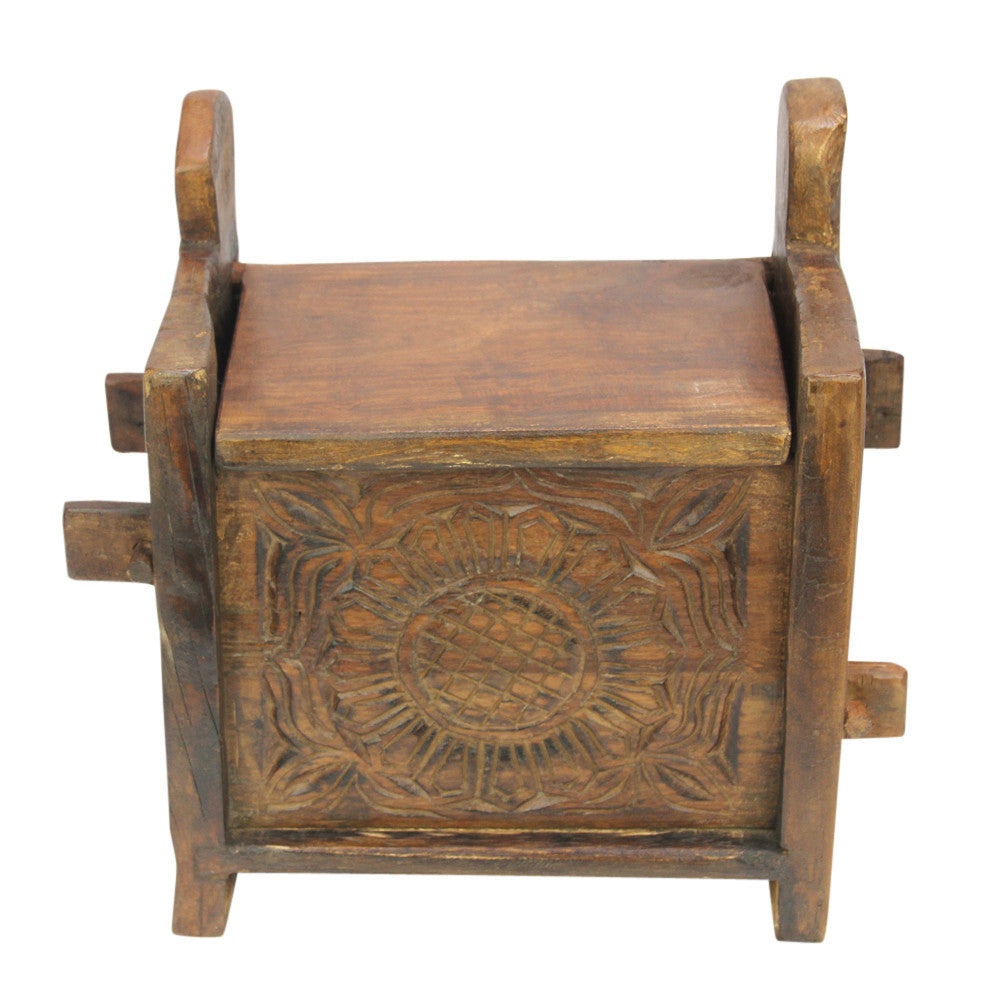 Petite Himachal Sunflower Carved Chest