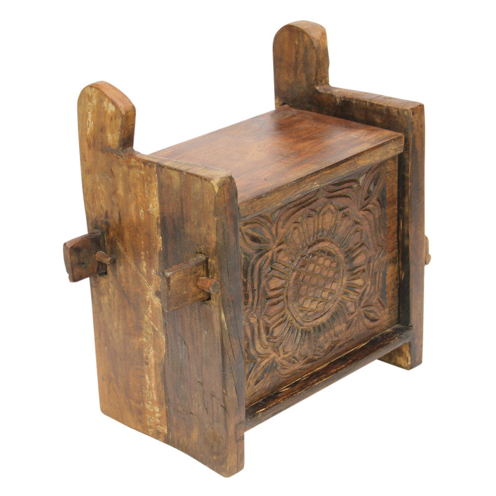 Petite Himachal Sunflower Carved Chest
