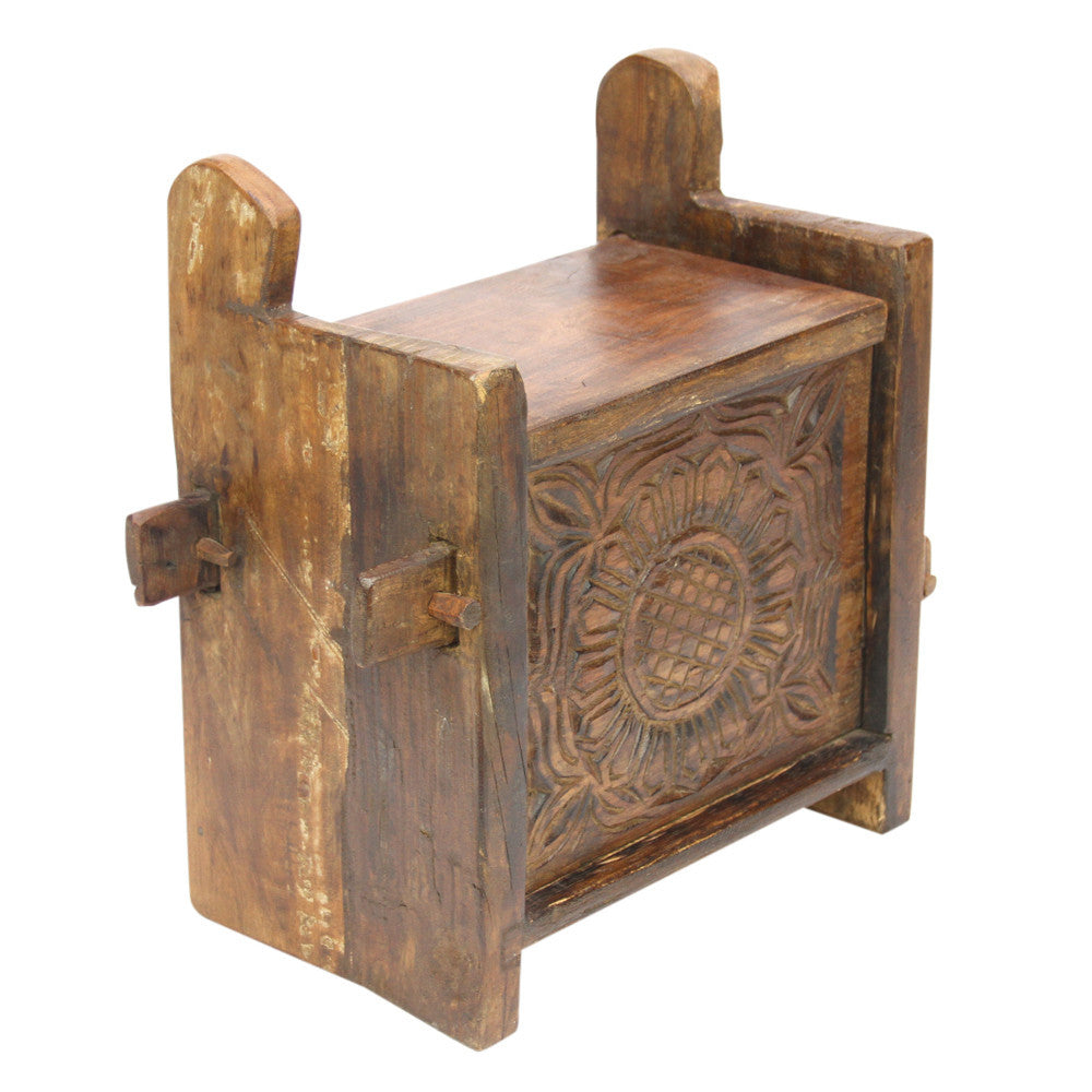 Petite Himachal Sunflower Carved Chest