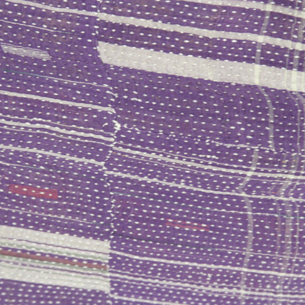 Plum Bengal Kantha Lumbar Pillow, Pair