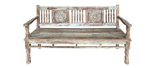 Reconstructed Multicolor Teak Bench