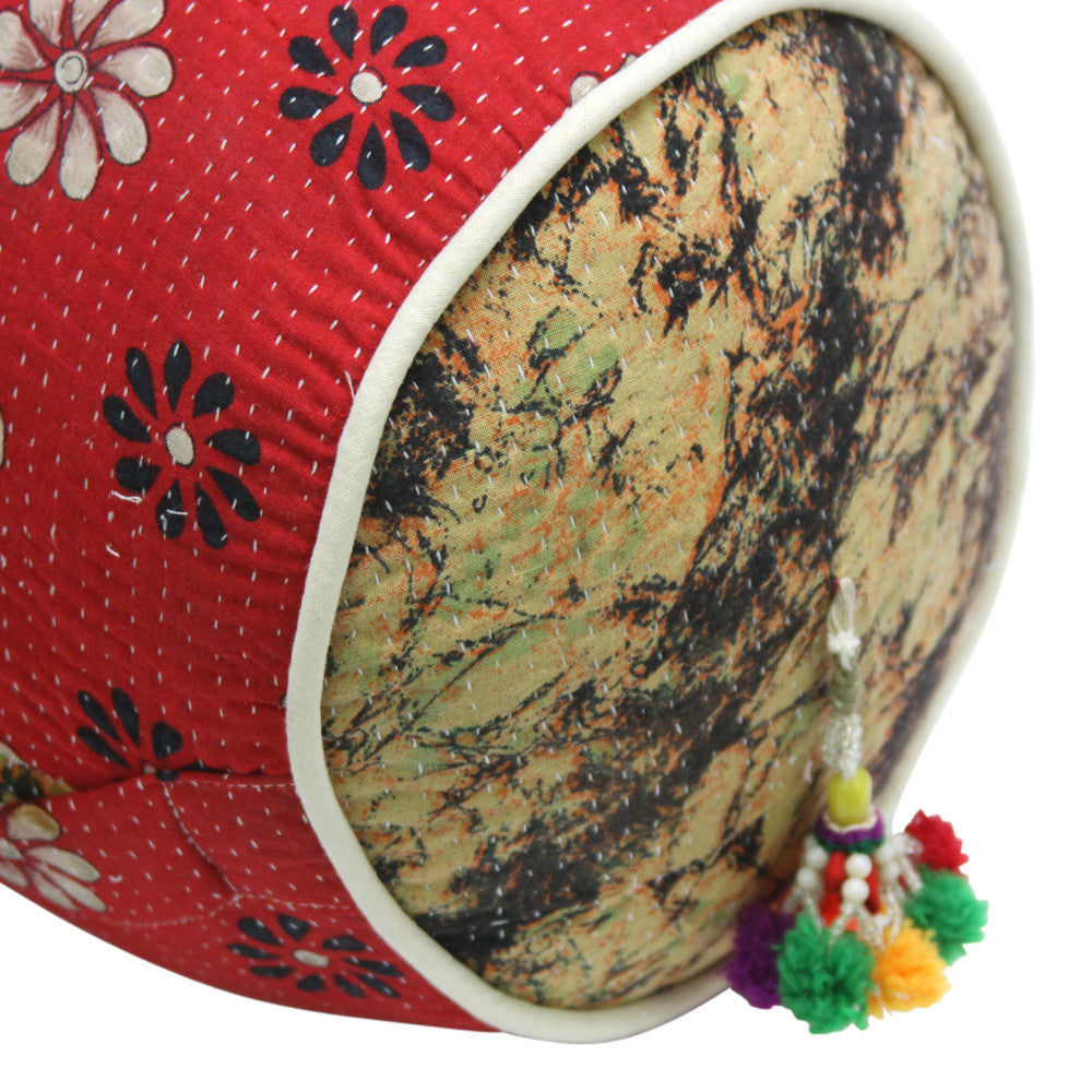 Red Paisley Kantha Bolster