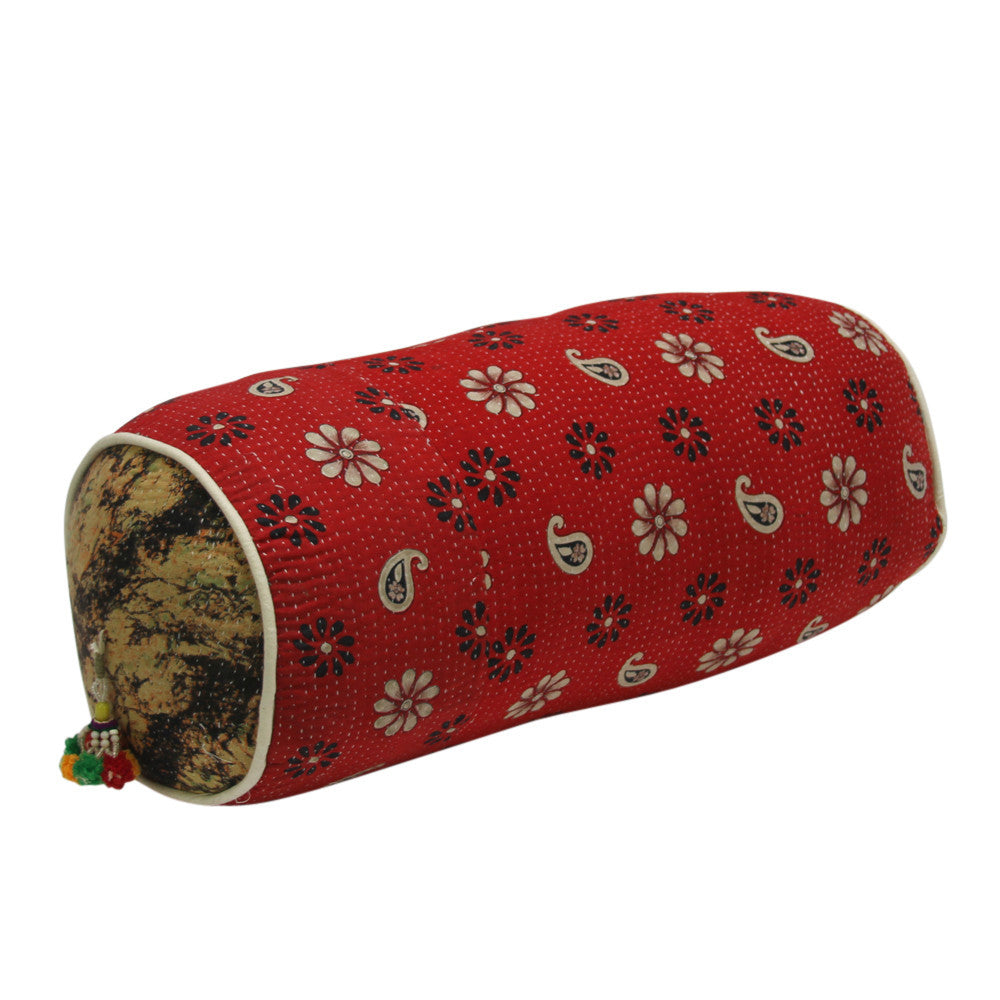 Red Paisley Kantha Bolster