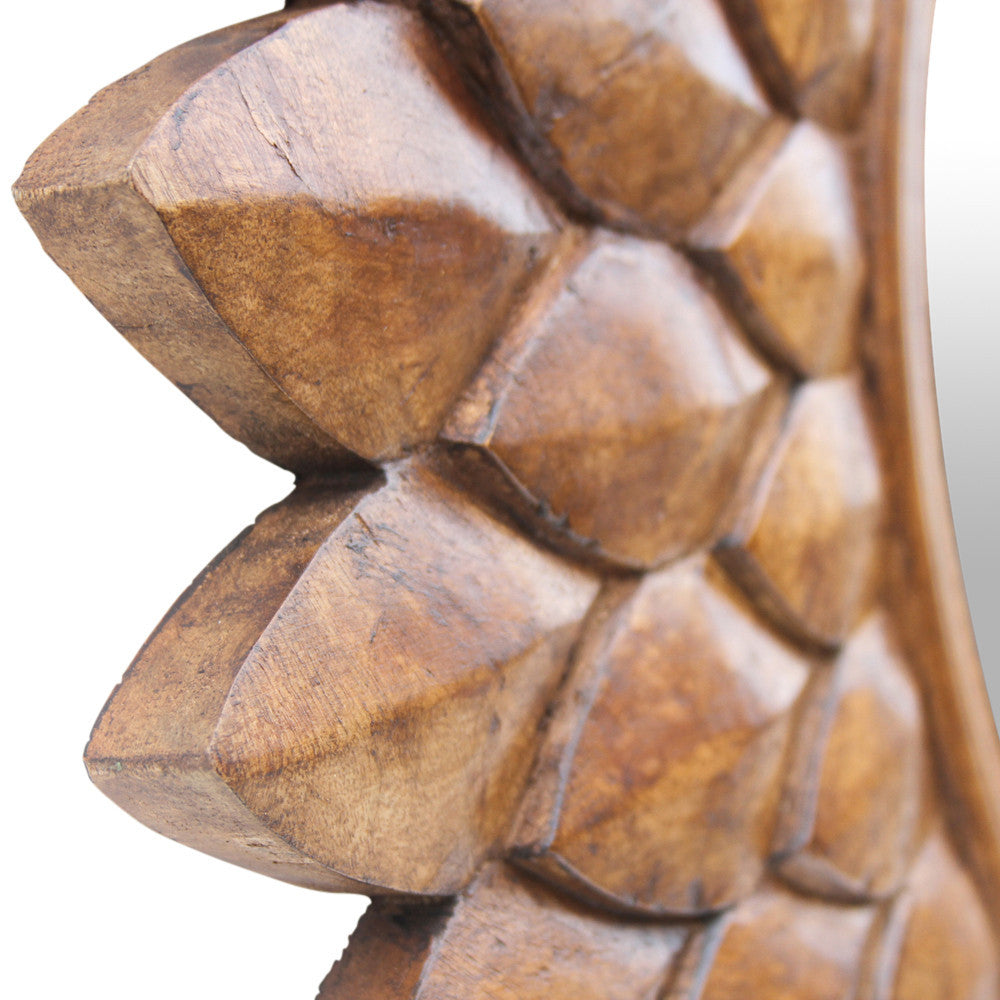 Round Carved Lotus Mirror