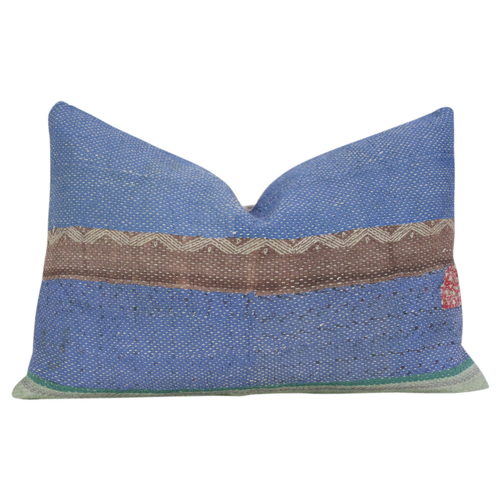 Royal Blue Bengal Kantha Lumbar Pillow