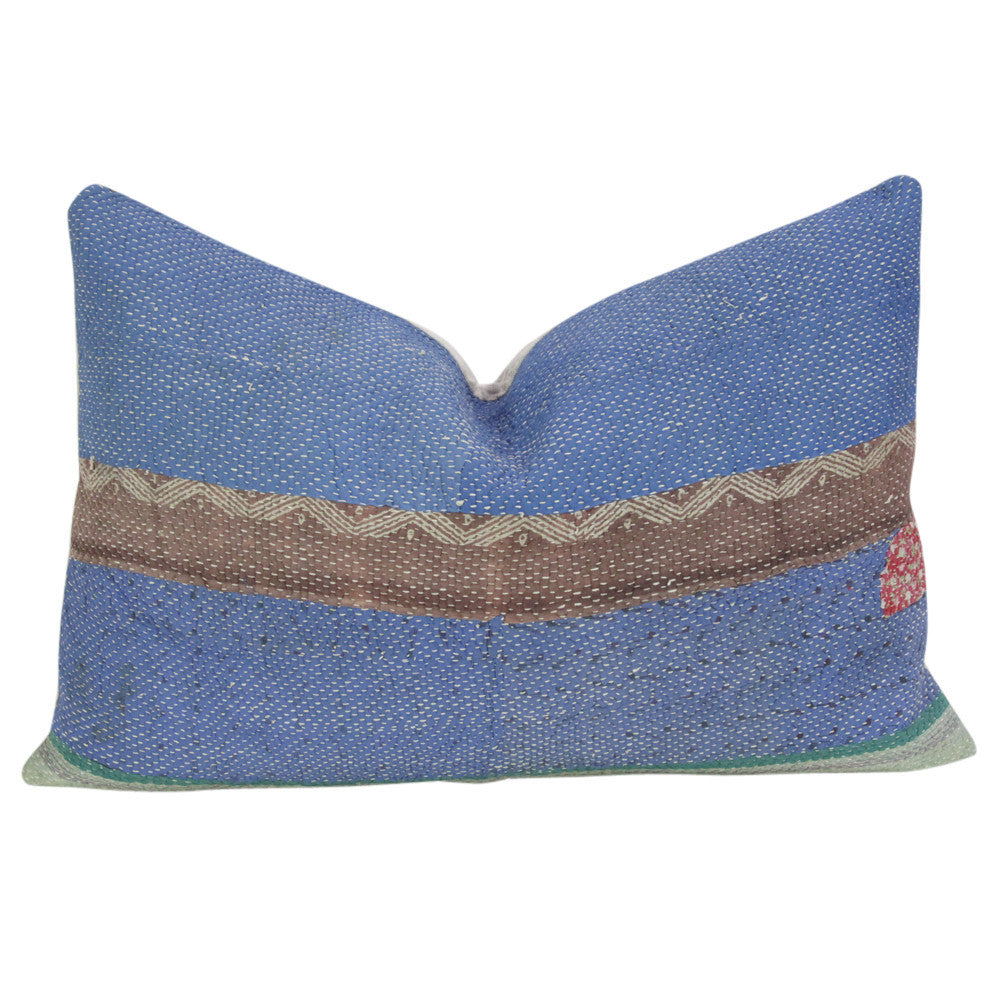 Royal Blue Bengal Kantha Lumbar Pillow