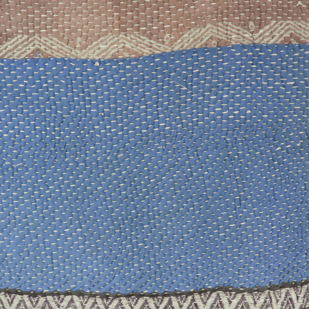 Royal Blue Bengal Kantha Pillow, Pair