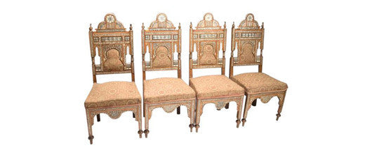 Set Of 4 Antique Syrian Inlaid Chairs