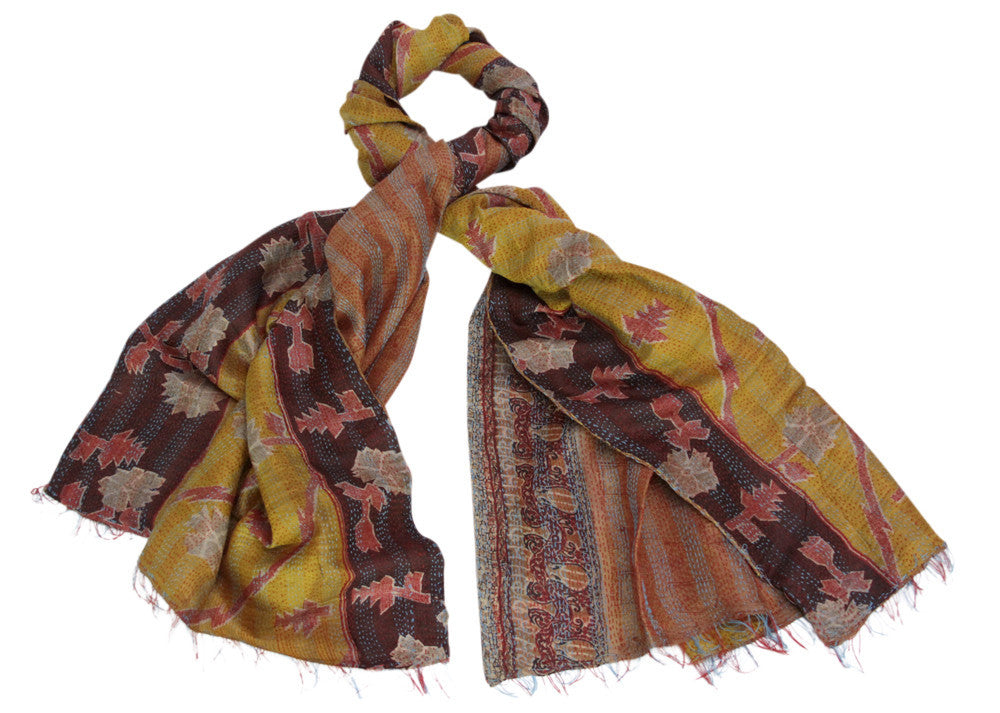 Silk Kantha Scarf (Golden)
