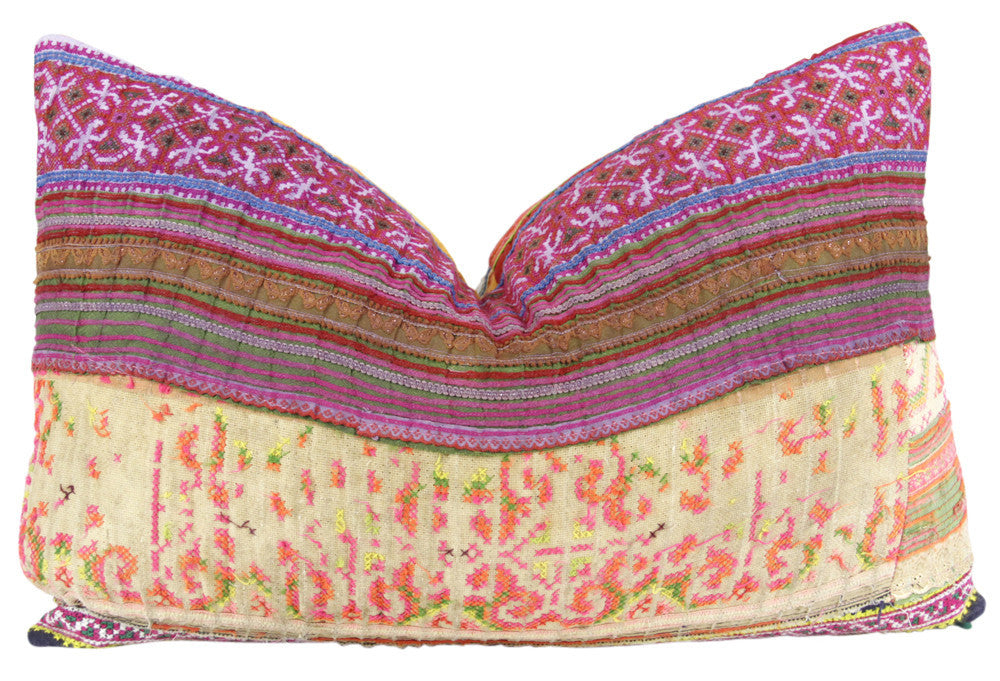 Stitched Hmong Hill Tribe Pillow