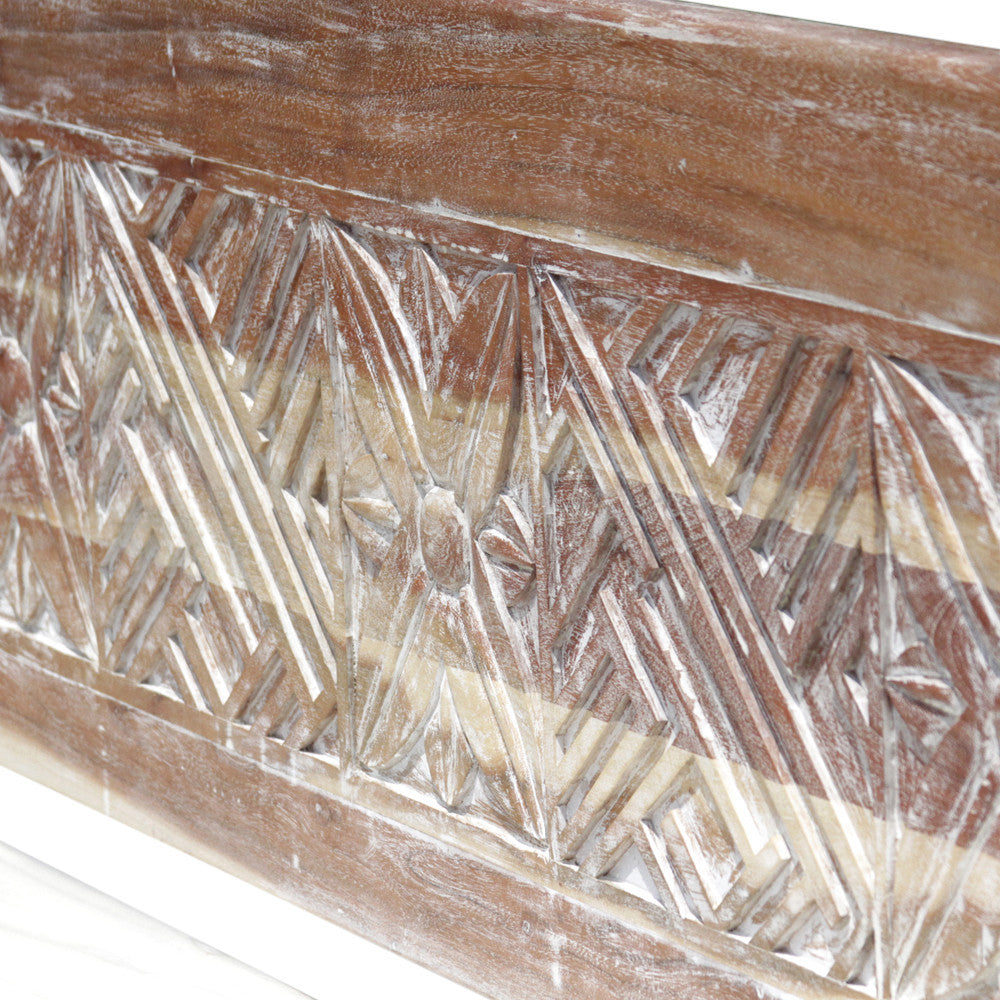 Whitewashed & Carved Teak Daybed