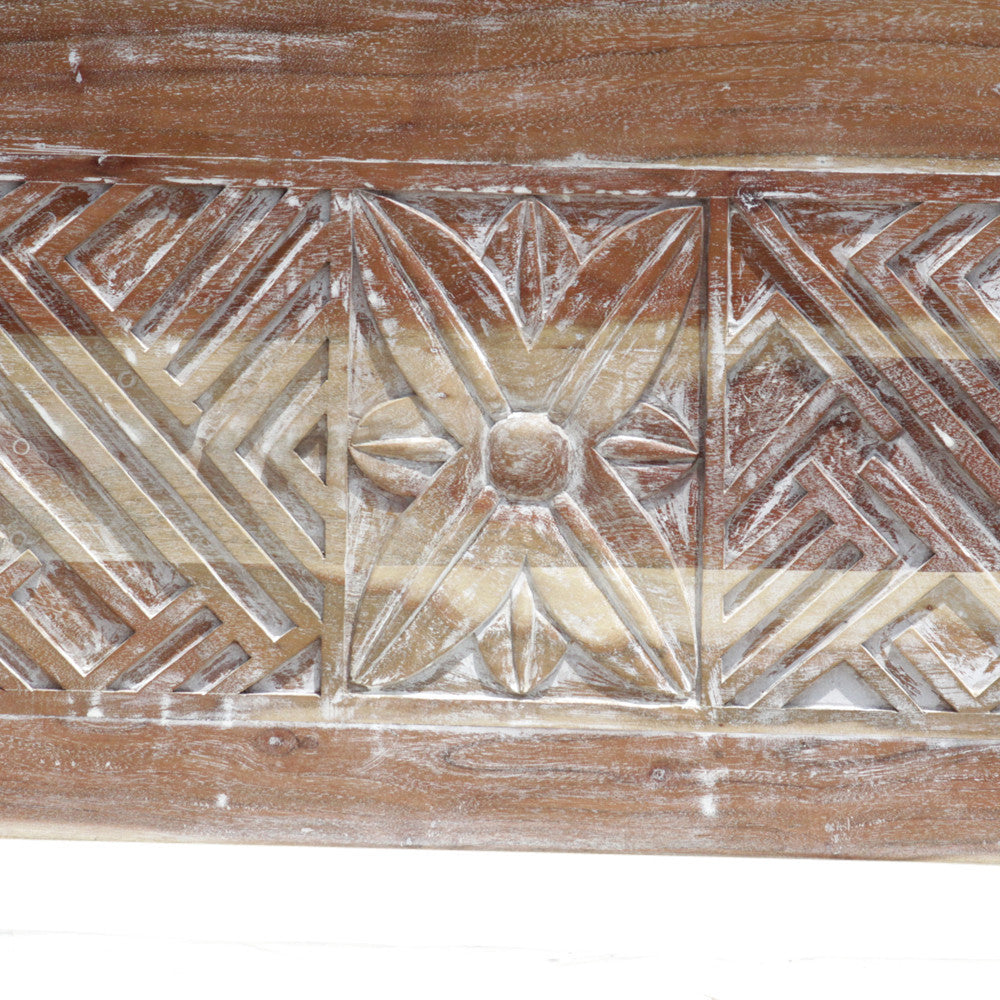 Whitewashed & Carved Teak Daybed