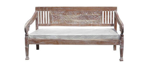 Whitewashed & Carved Teak Daybed