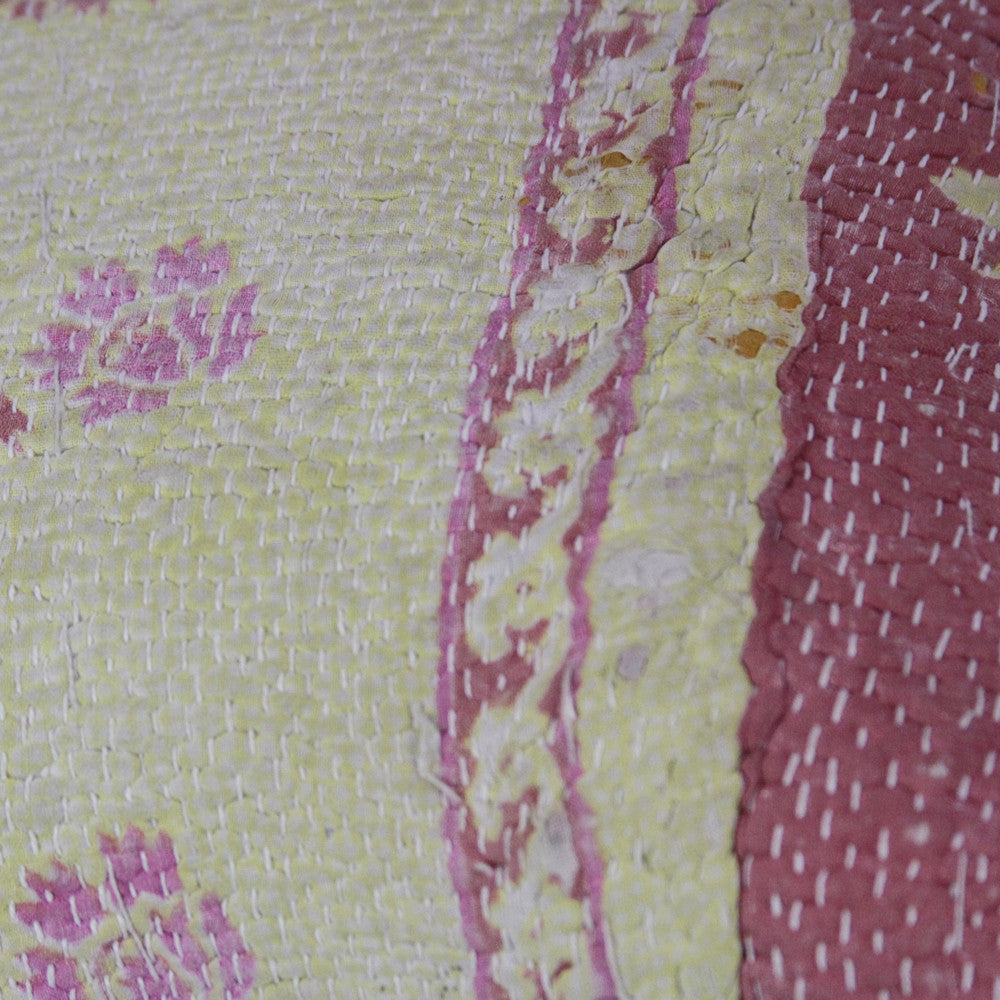 Yellow Bengal Kantha Pillow